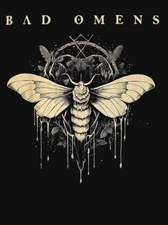 a black and white drawing of a bee with the words bad omenss on it