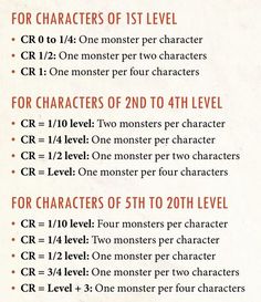 a list of characters for each character in the game, which includes numbers from 1 to 20