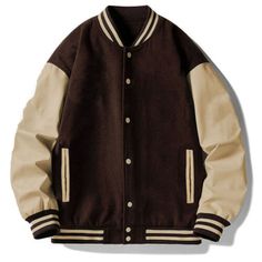 New Men's Premium Classic Snap Button Vintage Baseball Letterman Varsity Jacket | eBay Winter Outerwear With Button Closure And Baseball Collar, Hooded Outerwear With Button Closure For College, Fall College Outerwear With Buttons, College Fall Outerwear With Buttons, Classic Varsity Jacket With Button Closure, Cotton Varsity Jacket With Stand Collar And Pockets, Cotton Varsity Jacket With Stand Collar, Varsity-style Cotton Outerwear With Button Closure, Classic Long Sleeve Sport Coat For College