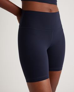 Perfect for yoga, low-impact exercises, or to wear anytime with your fave oversized sweatshirt. These versatile bike shorts are made with our buttery soft Ultra-Form fabric, featuring plenty of flex with 4-way stretch plus quick-dry, moisture-wicking, and anti-microbial technology. Get a couple of pairs, because you'll always want one ready to go.  | Quince | Women's Ultra-Form Bike Short in Deep Navy, Size Small, Nylon/Spandex Recycled Polyester Activewear With Built-in Shorts For Training, Pilates Activewear With Built-in Shorts, Relaxed Fit Sportswear With Built-in Shorts, Casual Compressive Moisture-wicking Biker Shorts, Solid Color Recycled Polyester Athletic Shorts, Athleisure Yoga Shorts With Relaxed Fit, Athleisure Relaxed Fit Shorts For Yoga, Athleisure Relaxed Fit Yoga Shorts, Casual Micro-elastic Short Activewear