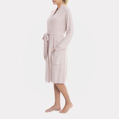 Barefoot Dreams "CozyChic Lite" ribbed robe. Fold-back shawl collar Long sleeves. Relaxed fit. Knee length. Nylon/rayon. Machine wash. Imported. Fitted Open Front Robe For Loungewear, Fall Loungewear Robe With Open Front, Fall Loungewear Open Front Robe, Fitted Fall Loungewear Robe, Fitted Robe For Loungewear In Fall, Fitted Fall Robe For Loungewear, Fitted Long Sleeve Lounging Robe, Cozy Daywear Robe, Cozy Winter Robe For Daywear