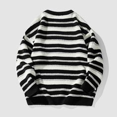 Material: 100% PolyesterFeatures: Pullover, round neck, long sleeves, color contrast design, stripe patchwork, loose fit, jacquard weaving, couple wear.Style: Casual, preppy Oversized Sweater Men, Couples Sweaters, Sweater Striped, Winter Knit Sweater, Korean Fashion Casual, Pullover Outfit, Sweater Men, Oversized Pullover, Round Neck Sweaters