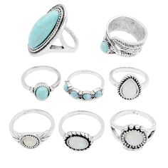 PRICES MAY VARY. 1.Vintage Turquoise Rings Set--You will receive 8 pieces of boho rings for women, large quantity and various styles to meet your different matching needs.Vintage and Bohemia design better express your personality and highlight your beauty. These rings are amazingly paired together, with various styles. 2. Safe and Reliable Material--the main material of our boho Turquoise ring set is quality alloy, silver plated and turquoise, well polished on surface, comfortable and friendly t Boho Turquoise Ring, Index Ring, Bohemia Design, Rings Set For Women, Vintage Turquoise Ring, Retro Crafts, Boho Turquoise, Ring Opal, Daily Gift