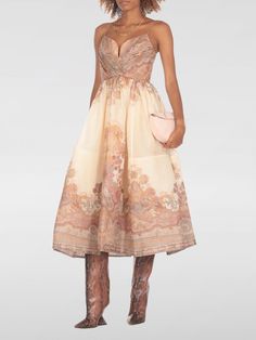 Dress ZIMMERMANN Woman color Beige Beige Dress, Paisley Print Dress, Zimmermann Dress, Dress Woman, Dress For Woman, Beige Dresses, Woman Colour, Paisley Print, Midi Length