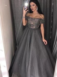 Beaded Sleeves, Prom Dress For Teens, Grey Prom Dress, Prom Dress Evening, Elegant Prom, Burberry Coat, Prom Dresses For Teens, Beaded Prom Dress, Custom Size Dresses