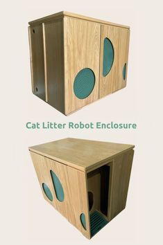 the cat litter box enclosure is made from wood