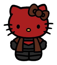 an image of hello kitty in black and red