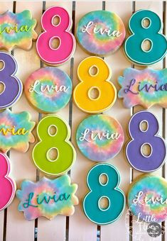 decorated cookies with the numbers and names on them