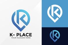 the k - place logo is shown in three different colors