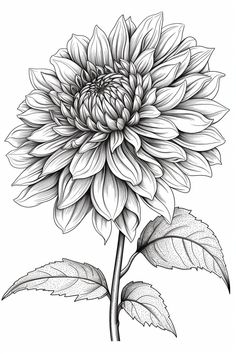 a black and white drawing of a large flower