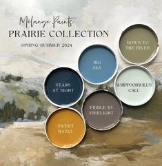 five different colors of paint on a wall with the words prairie collection written in white