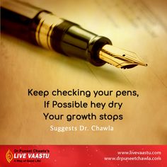 a pen sitting on top of a piece of paper with the words keep checking your pens, if possible they dry your growth stops