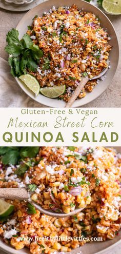 mexican street corn quinoa salad with lime and cilantro