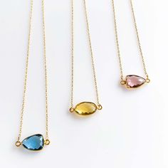 Simple, gold minimalist necklaces with beautiful bezel set stones. Great for layering.- 16-18" long- Spring ring clasp- 14k gold plated fine Italian sterling silver- Made in the USA in our New York City studio- Packaged in a gift box- Free shipping on US orders Handmade to last. Our unique gold plating technique makes our jewelry tarnish resistant. The nature of natural gemstones makes each style one-of-a-kind. Minimalist Necklaces, Minimalist Necklace Gold, Citrine Pendant, Gemstone Necklaces, Garnet Necklace, Gemstone Jewelry Handmade, Rhodolite Garnet, Blue Quartz, Gemstone Necklace Pendant