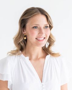 It can't get more classic. The two sizes of Margaret bead make up these dainty earring options. Susan Shaw, 24kt Gold, Dainty Earrings, Gold Drop Earrings, Fun Earrings, The Two, How To Make Beads, Earrings Handmade, Two By Two