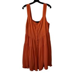 New Sbetro Tangerine Orange Tiered Sleeveless Dress Button Front Spring Summer Size Large New With Tags Orange Sleeveless Cotton Sundress, Casual Orange Sleeveless Cotton Dress, Orange A-line Cotton Dress, Casual Orange Button-up Dress, Adjustable Hand-strung Orange Necklace, Button Front Dress, Tangerine Orange, Button Dress, Color Orange