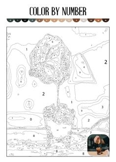 the color by number coloring page for children to learn how to draw flowers and plants