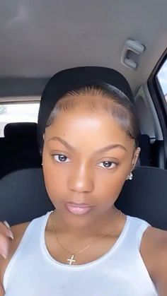 Slick Back Bun Flat Ironed Hair, Mikara Janae Hairstyles, Natural Sleek Hairstyles For Black Women, Slick Back Bun Natural Hair Black Women, No Part Bun, Sleek Natural Hairstyles Black Women, Mikaria Janae, Slick Styles