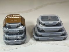 the food container is stacked on top of each other and ready to be put in