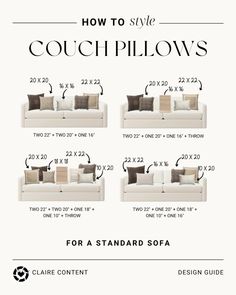 how to style couch pillows for a standard sofa size guide by clarie content