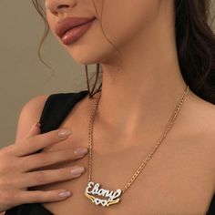 Make a statement with our new double plated collection! Personalize this figaro chain with your name, the name of a loved one, or a special word. Crafted from 18K gold and silver plating, this piece is made to last. Details: Personalize With: Names, Numbers, or Words. Pendant Size varies by name (3.5cm-5cm) Matching Figaro Chain Closure: Lobster Clasp Figaro Chain Nameplate Jewelry For Anniversary, Figaro Chain Nameplate Necklace As Gift, Elegant Nameplate Curb Chain Necklace, Customized Nameplate Chain Necklace, Elegant Nameplate Necklace With Figaro Chain, Anniversary Silver Name Necklace With Figaro Chain, Elegant Name Necklace With Figaro Chain For Anniversary, Elegant Figaro Chain Name Necklace For Anniversary, Elegant Custom Nameplate Chain Necklace