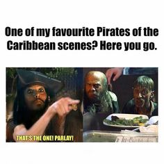 two pictures with caption that says, one of my favorite pirates of the caribbean scenes here you go