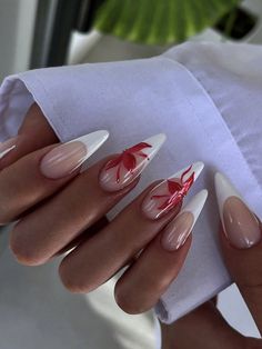 Multicolor  Collar   Colorblock,Plants Handmade Nails Embellished   Nail,Hand & Foot Care Red And French Nails, 25th Birthday Nails Ideas, Europe Nail Ideas, Paznokcie Hello Kitty, Office Nails, Kutek Disney, August Nails, Nagel Tips