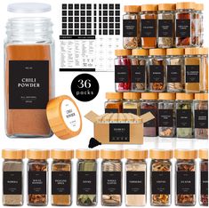 the spice rack is full of spices and seasonings, including an assortment of spices