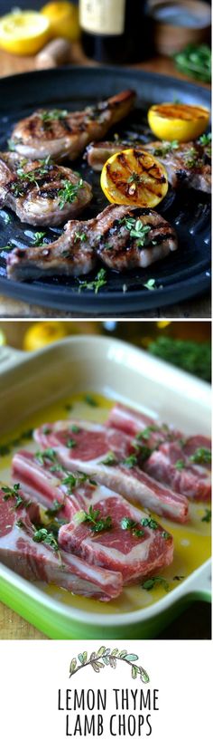 lemon thyme lamb chops on a grill