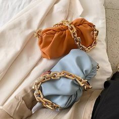 The Blue Chain bag is a inspired design made of luxurious material features bold link chain. This bag is Perfect for a day bag or evening bag. Texture Cuir, Soft Leather Hobo Bag, Bag Prada, Cloud Bag, Soft Leather Bag, Green Handbag, Women Crossbody Bag, Beautiful Handbags, Harvest Moon