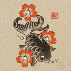 a fish with flowers on it's back