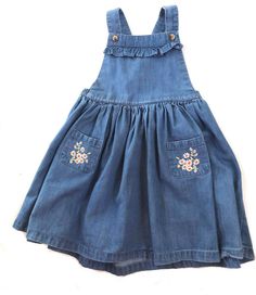 80s Vintage John Lewis UK Girls Denim Daisy flower embroidered jumper pinafore dress 18-24. VG pre-owned condition. Please see measurements for proper fit as all sales are final. measurements waist 20 - gives a bit more with elastic waist length from top of strap to hem 21 PLEASE READ BEFORE YOU BUY About the Vintage / Preowned clothes I sell: As a long time seller, I source specifically to resell at reasonable prices and only select and list great items I feel are in very wearable / and or usab Cute Spring Denim Dress With Pockets, Spring Cotton Bib Front Dress, Spring Cute Bib Front Overalls, Spring Cotton Pinafore Dress With Pockets, Spring Casual Bib Front Pinafore Dress, Casual Bib Front Spring Dresses, Spring Embroidered Cotton Overalls, Vintage Cotton Pinafore Dress For Spring, Embroidered Dungaree Dress