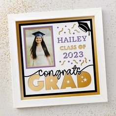 a graduate's graduation card with the words, haley class of 2013 congrats grad