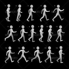 the silhouettes of people walking in different directions and positions - 3docn objects