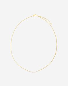 14k solid gold 13 graduated round, natural diamonds: Total carat weight: approximately 0.23 Color: G-H Clarity: SI Diamond bar dimensions: 22.75 mm x 2.39 mm Length: 16-18 inches, adjustable Lobster clasp closure Delicate Cubic Zirconia Necklace With Prong Setting, Minimalist 14k Gold Diamond Necklace With Prong Setting, Minimalist Diamond Tennis Necklace As Gift, Minimalist Round Cut Diamond Necklace With Adjustable Chain, Minimalist Diamond Tennis Necklace, Minimalist Prong Setting Necklaces For Anniversary, Everyday Diamond Necklace With Prong Setting, Elegant Everyday Diamond Necklace With Prong Setting, Fine Jewelry Everyday Necklace With Prong Setting