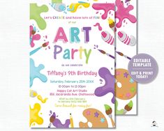 an art party with paint splattered on it