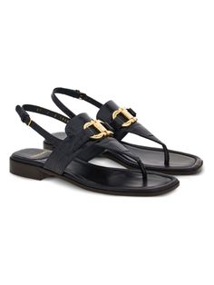 Step into luxury with these black lambskin leather thong sandals featuring gold-tone hardware and a Gancini buckle. The side buckle fastening and branded leather insole ensure both style and comfort for any summer look. Black lambskin leather lining Gold-tone hardware Gancini buckle thong strap Side buckle fastening Branded leather insole Leather sole Leather Thong Sandals, Prada Designer, Summer Look, Sandals Black, Thong Sandals, Lambskin Leather, Designer Sunglasses, Watch Design, Summer Looks