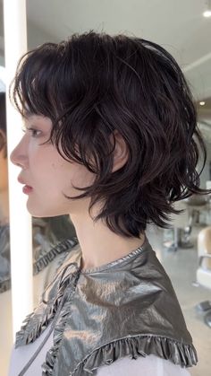 Female Short Wolfcut, Cute Short Haircuts Curly Hair, Short Digital Perm, Short 70s Hairstyles For Women, Short Curly Punk Hair, 2b Curly Hair Haircuts Short, Short Hair Dyed Tips, Short Layered Wavy Hair, 80s Short Hair Women