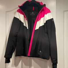 Used Few Times To Ski Like New Size 14 But True Size Is 10 Pink Long Sleeve Outerwear For Ski Season, Sporty Pink Outerwear For Winter Sports, Pink Sporty Outerwear For Winter Sports, Black Long Sleeve Outerwear For Skiing, Snow Jacket, Ski Jacket, Skiing, Black Pink, Jackets & Coats