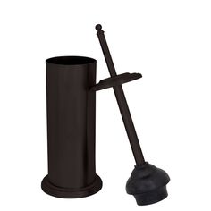 a black candle holder with a cross on the top and an umbrella stand below it