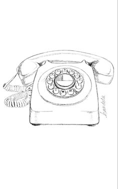 a drawing of an old fashioned telephone