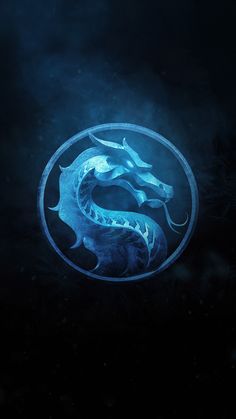 a blue dragon in the middle of a dark background