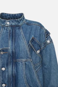 This oversized denim jacket has true star power. Featuring multiple pockets, shank buttons, epaulettes, and a drop waist belt—this utilitarian-inspired shape can be styled as a statement outer layer or as a dress for an off-kilter look on nighttime occasions. Crafted from a FRAME sustainable denim made with recycled materials. Luxury denim made from 100% premium cotton conforms to your figure as it breaks in for a highly personal, incredibly flattering fit. Dry Clean Only 80% Regenerative Cotton Denim Parka, Buckle Jackets, Sustainable Denim, 70s Denim, Oversized Jeans, Oversized Denim Jacket, Upcycled Denim, Oversized Jacket, Denim Patchwork