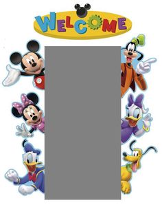 mickey mouse and friends photo frame with welcome sign