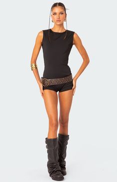 This open-back romper is a perfect addition to your closet. The sporty and fitted look will keep you snatched while the open-back, adds a touch of sexiness to the look.RomperMicro shortsHigh neckOpen backPolyester, SpandexModel wears size SModel height is 5'7Item care: Wash with similar color Edikted Womens Brynley Open Back Romper - Black size XL Earthy Country Outfits, Mini Shorts Festival Outfit, Iii Points Outfits, Polish Fashion Poland Style, Elements Festival Outfit, Unique Festival Outfits, John Summit Concert Outfit, Jumpsuit Shorts Outfit, 90s Club Fashion