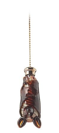 a brown glass vase hanging from a metal hook