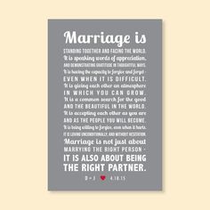 a gray poster with the words marriage is