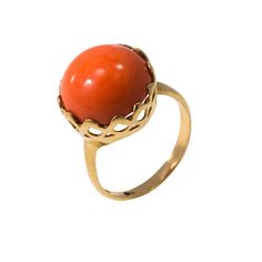 FREE SPECIAL DOOR-TO-DOOR DELIVERY! ♥ This is our lovely 14k solid gold Coral ring with beautiful real orange Coral gemstone. unique solid gold ring with very special look, Perfect for everyday and amazing also for evening look and special events. 💎 all our jewelry are made of 14k solid gold and natural/lab stones. 🎁 come in a beautiful jewelry gift box 🌺 AMAZING also as a gift for HER- tell us if you want to send it as a present. Visit our shop- AditaGold: https://www.etsy.com/il-en/shop/Adi Heirloom Orange Ring For Gift, Heirloom Style Orange Ring For Gift, Heirloom Orange Ring As Gift, Fine Jewelry Orange Rings For Gift, Orange Rings Fine Jewelry For Gift, Orange Fine Jewelry Rings As A Gift, Vintage Domed Ring Perfect As A Gift, Vintage Domed Rings For Gifts, Vintage Domed Rings As Gifts