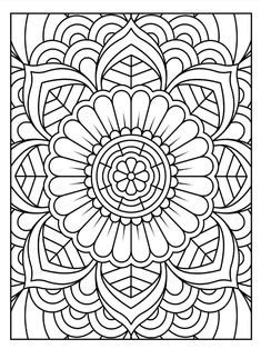 a coloring page with an abstract flower design