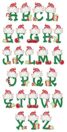 the letters and numbers are decorated with santa's hats